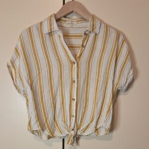 Thread & Supply Yellow and White Striped Button-Down Shirt